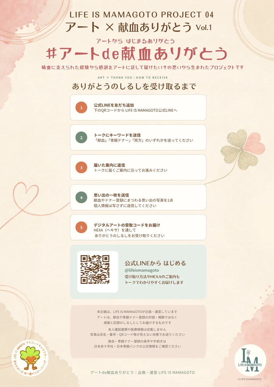 アート×献血ありがとう Vol.1 ありがとうのしるしを受け取るまでのご案内